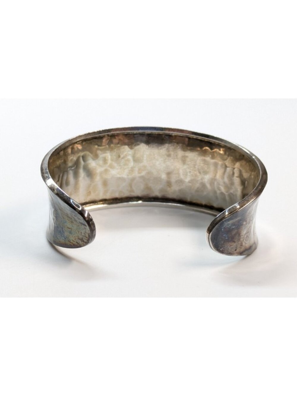Vintage Mexico Sterling Silver 925 Hammered Cuff Bracelet 1" Wide ~ 26.7g - Picture 6 of 7